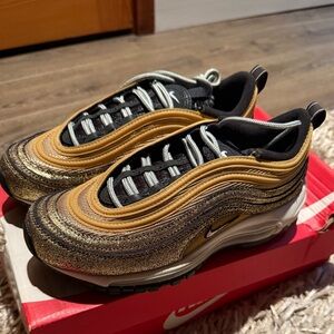 Nike Air Max 97 Metallic Gold and Black Shoes